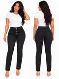 Denim High Waisted Skinny Jeans, front and back